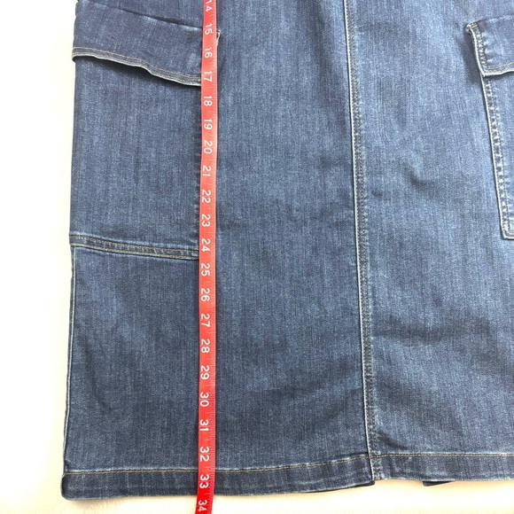 NWT Democracy 90’s Dark Denim Powermesh Cargo Stretch Support Midi Skirt (16) - Picture 14 of 14